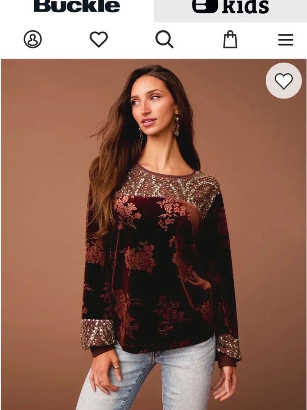 Sterling & Stitch Floral Velvet Top